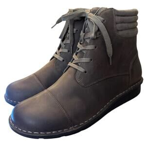 NIB Clark Collection Leather Ankle Boots Women's Size 11 M Brown Lace Up NEW